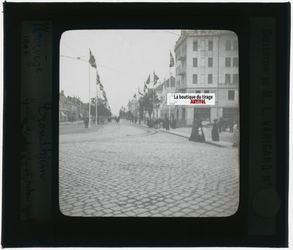 Trondjem, Norvège, photo plaque de verre, noir & blanc, positif 8,5x10 cm