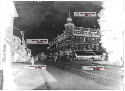 Plaque verre photo ancienne négatif noir et blanc 13x18 cm hôtel Saint-Louis