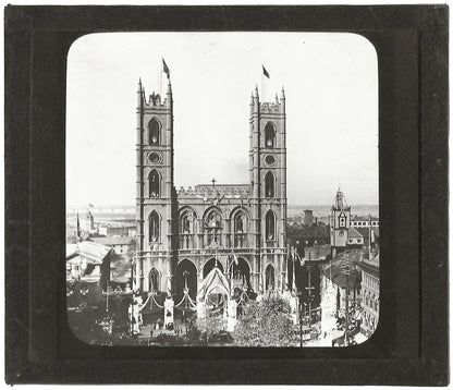 Basilique Notre-Dame de Montréal, photo plaque de verre, positif 8,5x10 cm