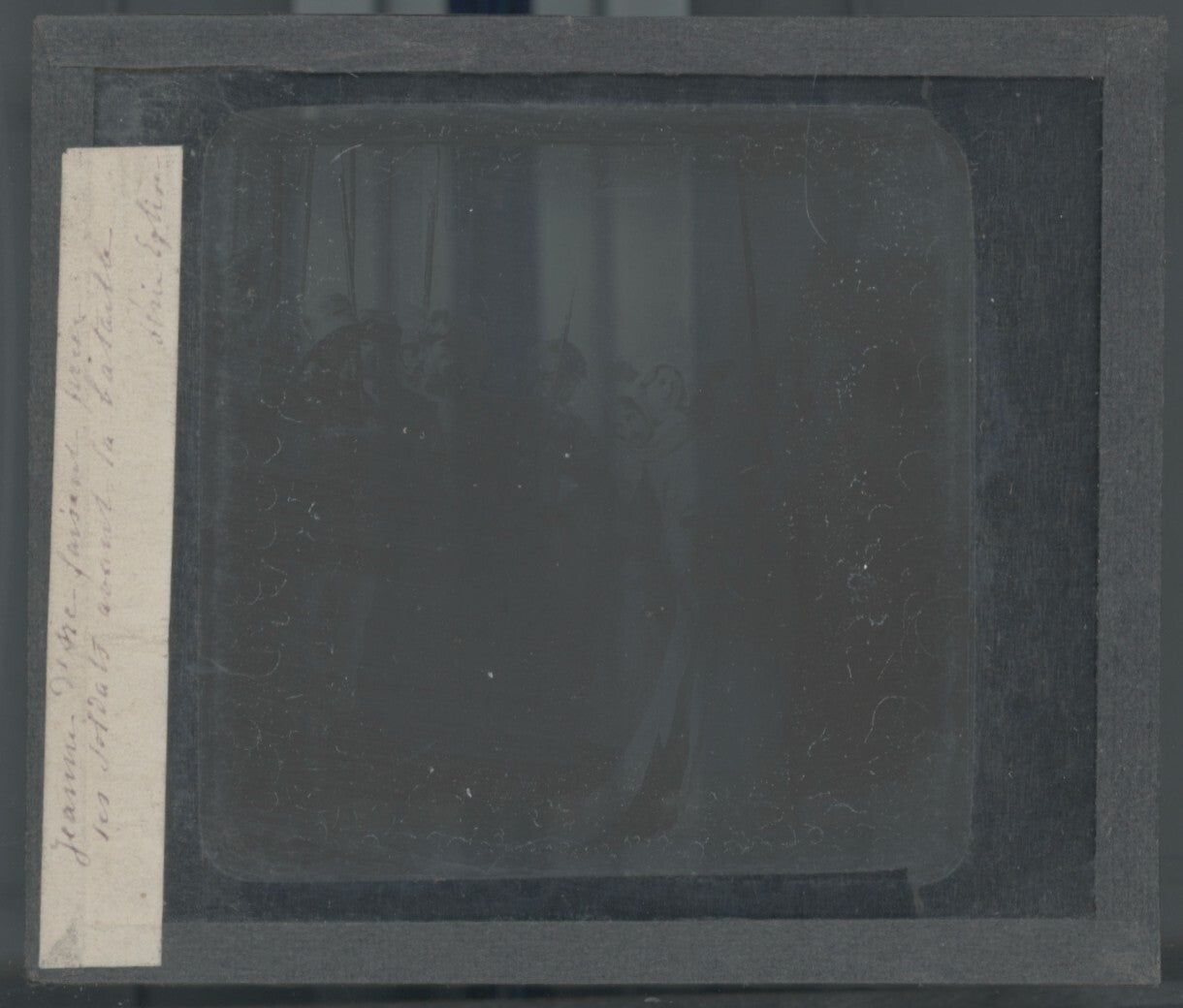 Jeanne d'Arc, histoire, dessin, plaque de verre, noir & blanc, positif 8,5x10 cm