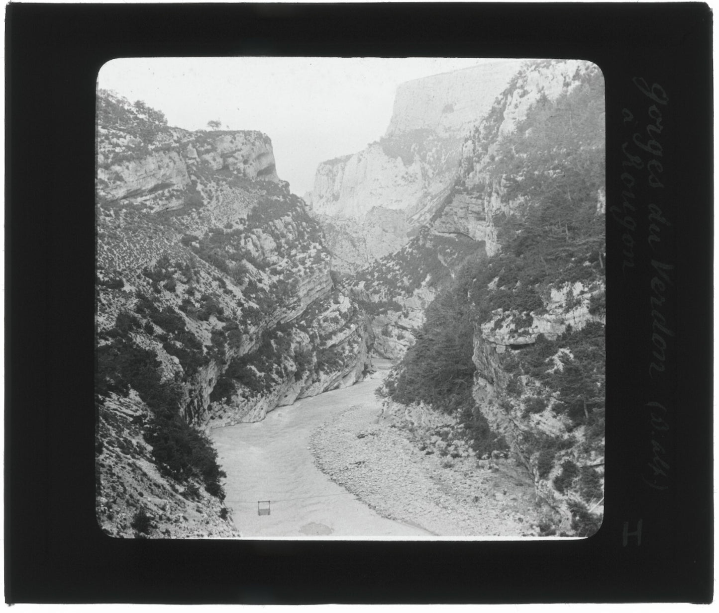 Gorges du Verdon, Rougon, photo ancienne plaque de verre, positif 8,5x10 cm