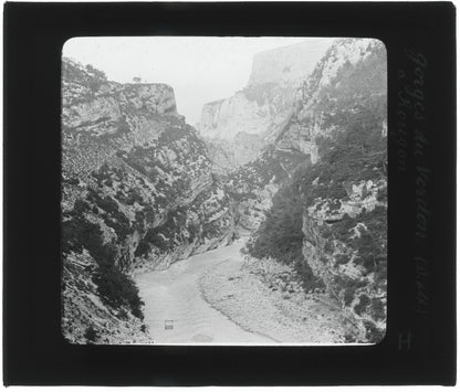 Gorges du Verdon, Rougon, photo ancienne plaque de verre, positif 8,5x10 cm
