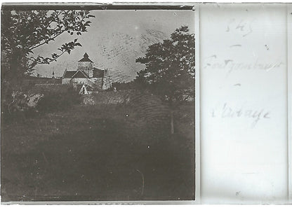 Abbaye, Plaque verre photo stéréoscopique, positif noir & blanc 4,5x10,7 cm