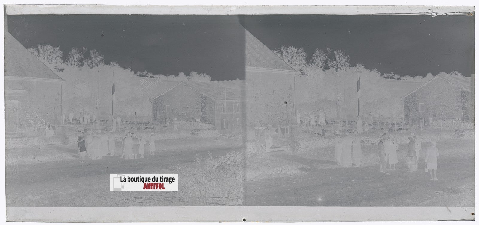Cimetière, France, plaque verre, photo ancienne, négatif N&B 6x13 cm