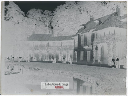 Domaine de Trianon, Versailles, plaque verre, photo ancienne, négatif 9x12 cm