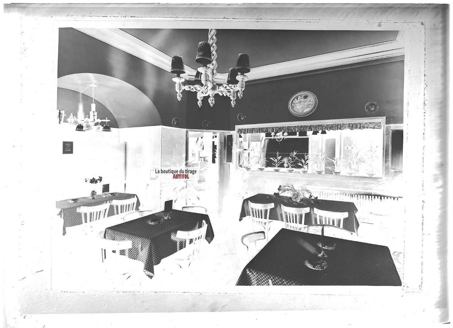 Plaque verre photo ancienne négatif noir et blanc 13x18 cm hôtel Sélestat gare