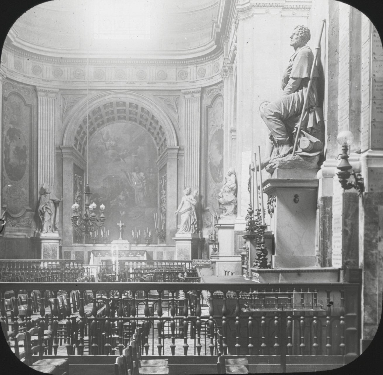 Eglise Saint-Roch, Paris, photo ancienne plaque verre, positif 8,5x10 cm