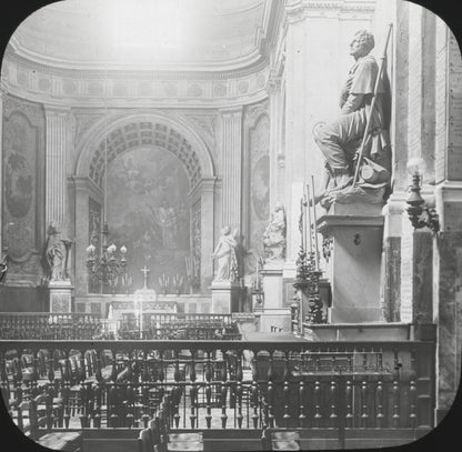 Eglise Saint-Roch, Paris, photo ancienne plaque verre, positif 8,5x10 cm