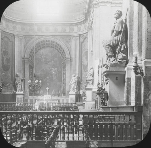 Eglise Saint-Roch, Paris, photo ancienne plaque verre, positif 8,5x10 cm