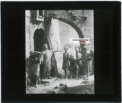 La femme adultère, photo plaque verre, noir & blanc, positif 8,5x10 cm