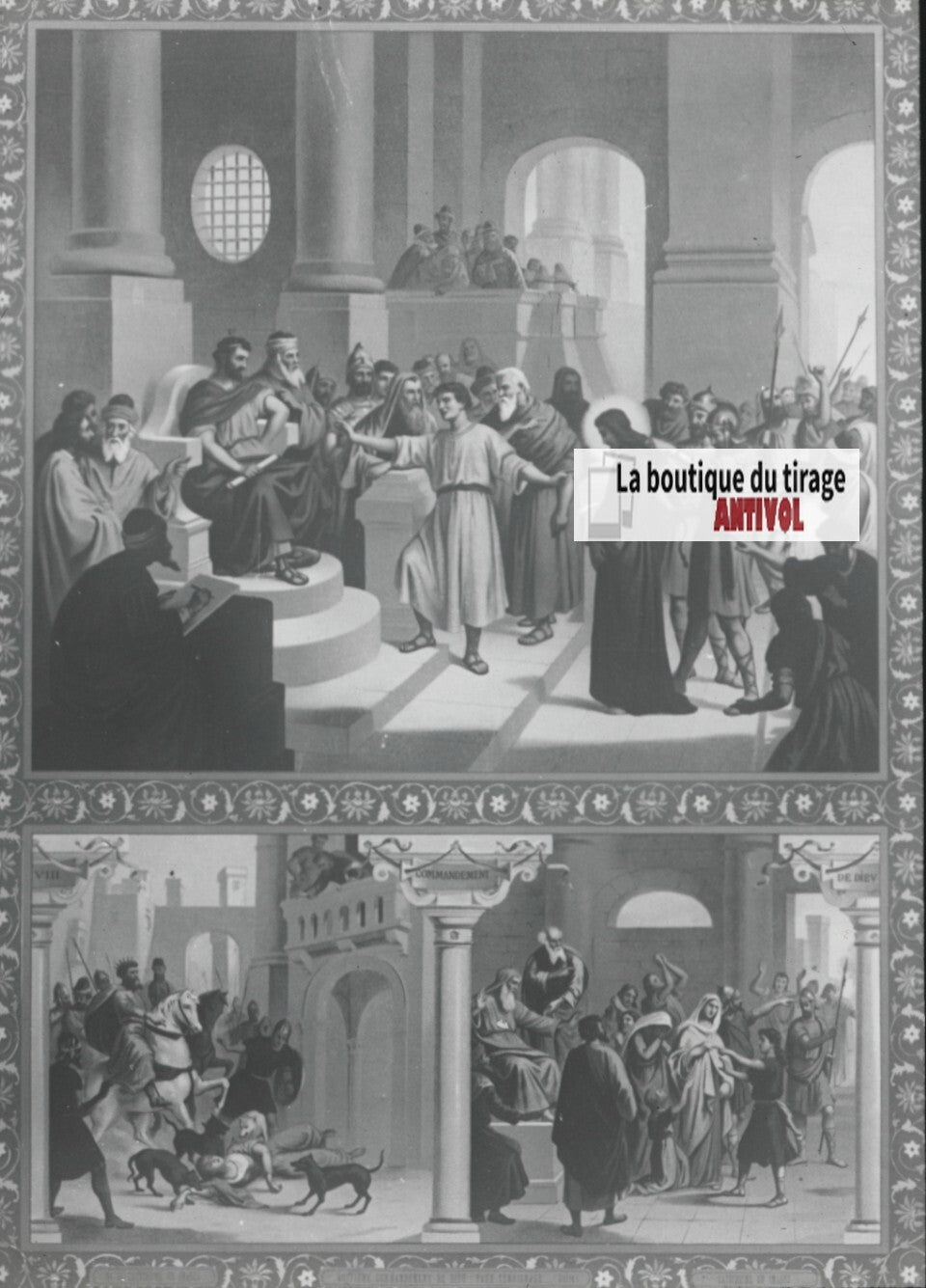 Scène religieuse, catéchisme, dessin peinture, plaque verre, positif 8,5x10 cm