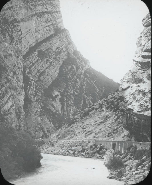 Gorges du Verdon, paysage, photo ancienne plaque de verre, positif 8,5x10 cm