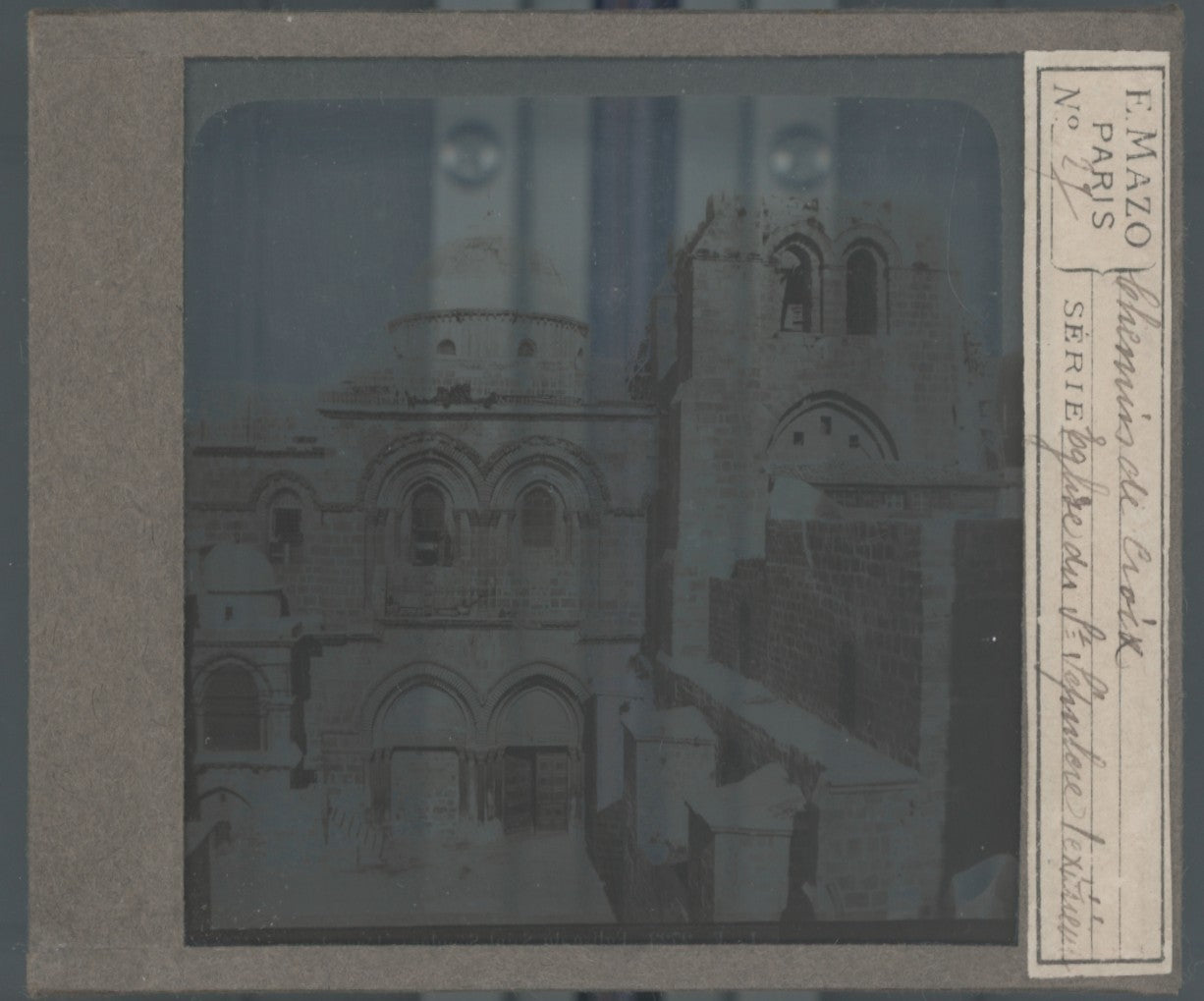 Église du Saint-Sépulcre, photo plaque verre, noir & blanc, positif 8,5x10 cm