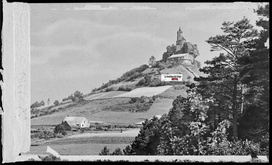 Plaque verre photo, négatif noir & blanc 9x14 cm, Dabo, Chapelle et hôtel