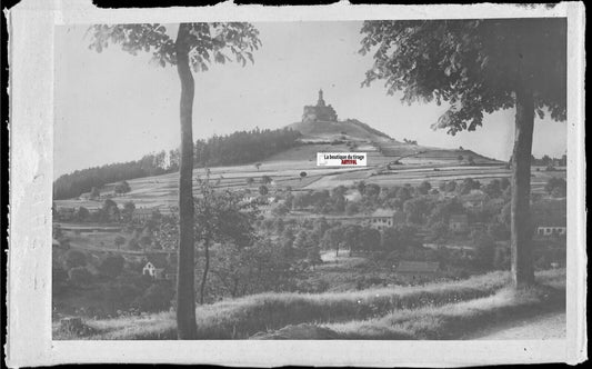 Plaque verre photo ancienne, négatif noir & blanc 9x14 cm, Dabo village France