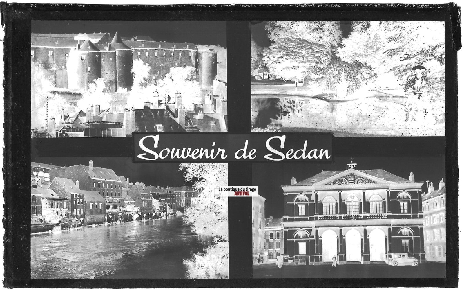 Plaque verre photo ancienne, négatif noir & blanc 9x14 cm, souvenir de Sedan