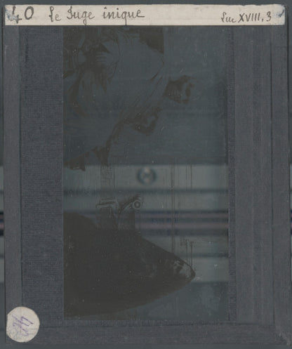 Luc, scène religieuse, dessin peinture plaque de verre, positif 8,5x10 cm