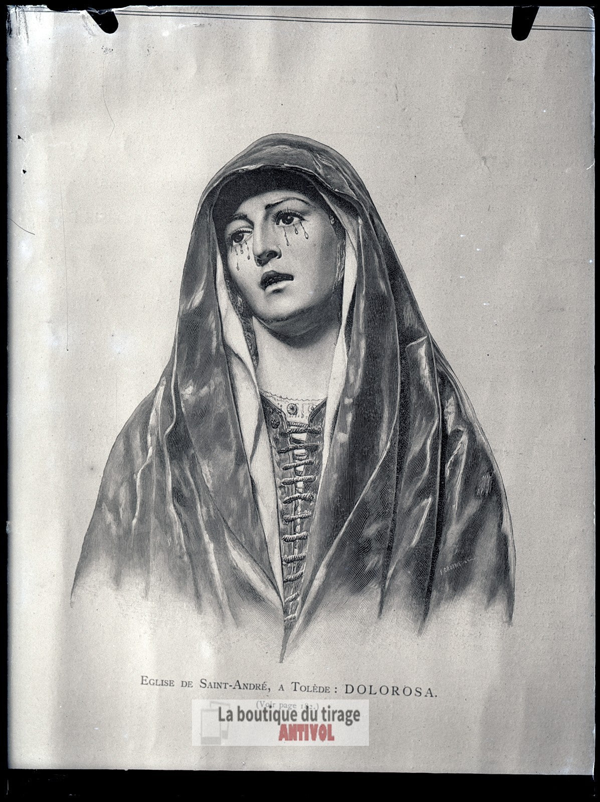 Dolorosa, Tolède, Espagne, plaque verre, photo ancienne, négatif 9x12 cm