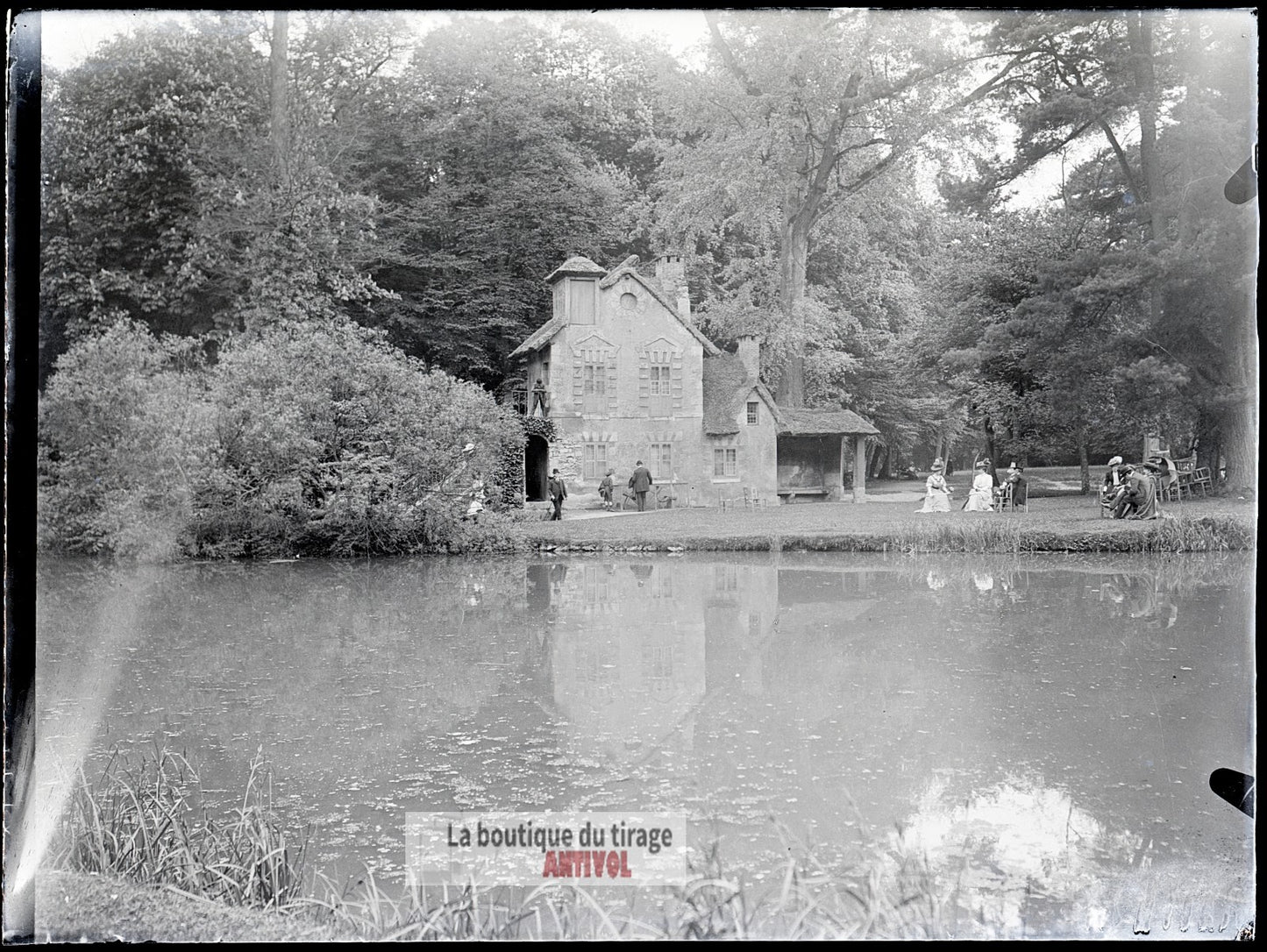 Versailles, Moulin du Hameau de la Reine, plaque verre, photo, négatif 9x12 cm