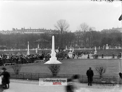 Jardin du Luxembourg, Paris, plaque verre, photo ancienne, négatif 9x12 cm