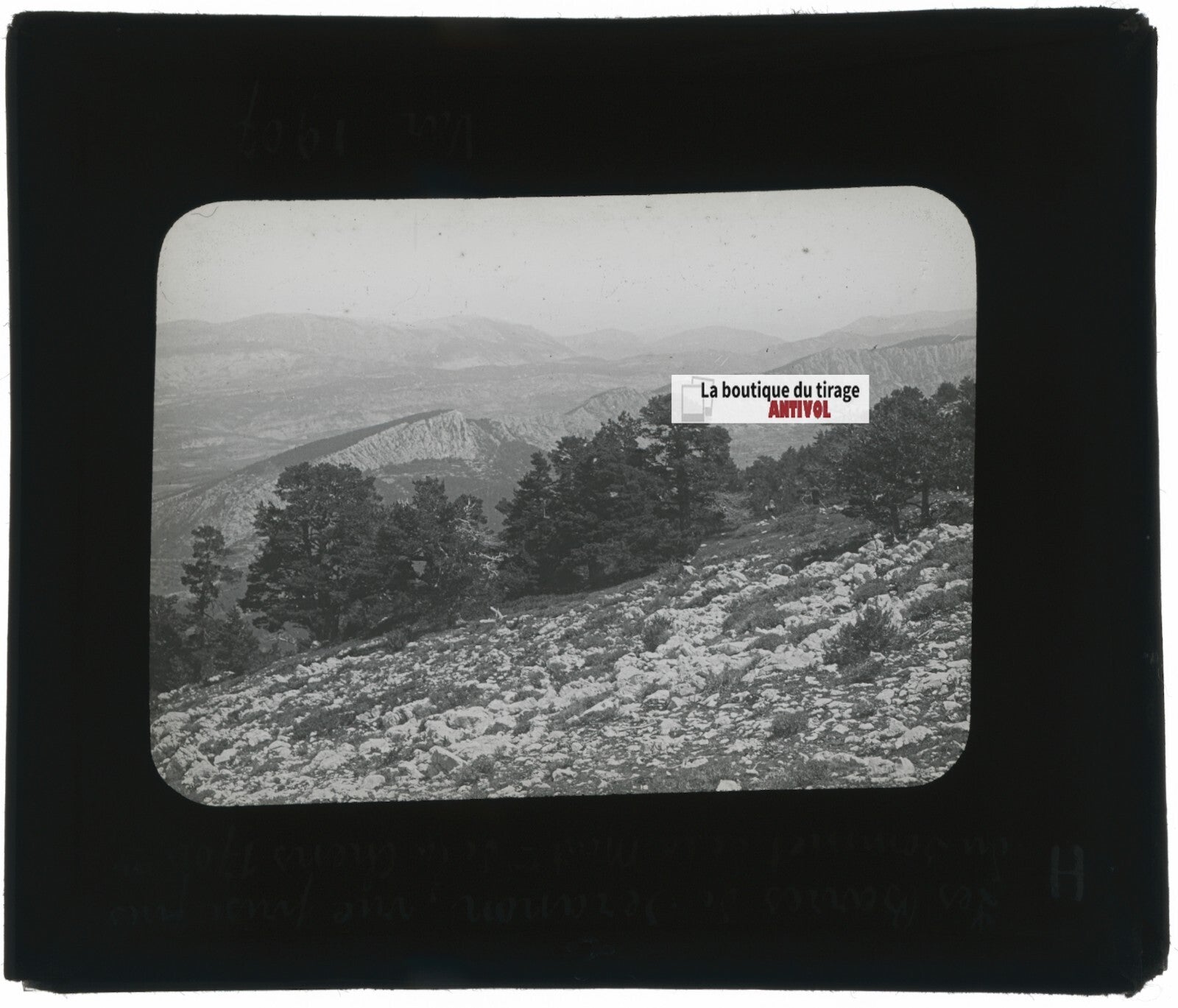 Séranon, Montagne de Lachens, photo ancienne plaque verre, positif 8,5x10 cm