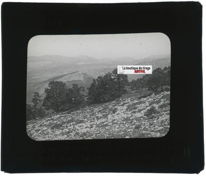 Séranon, Montagne de Lachens, photo ancienne plaque verre, positif 8,5x10 cm