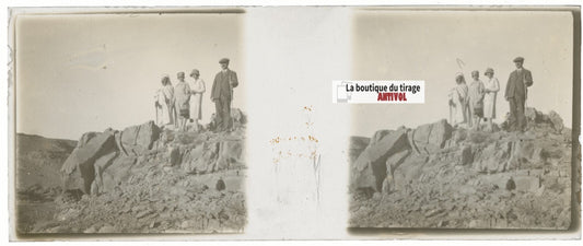 Promenade, Maroc, Plaque verre stéréo, positif noir & blanc 4,5x10,7 cm