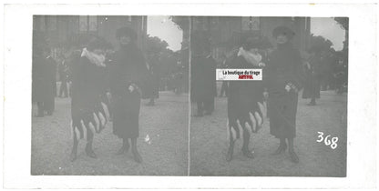 Hippodrome de Longchamp, Paris, plaque verre stéréoscopique, positif 8,5x17 cm