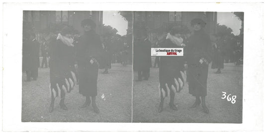 Hippodrome de Longchamp, Paris, plaque verre stéréoscopique, positif 8,5x17 cm