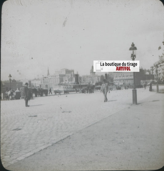 Stockholm, Suède, photo plaque de verre, noir & blanc, positif 8,5x10 cm