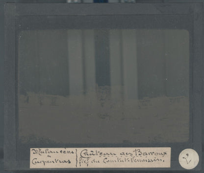 Château du Barroux, photo ancienne plaque verre, noir & blanc, positif 8,5x10 cm