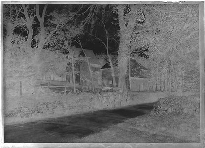 Plaque verre photo négatif noir et blanc 6x9 cm famille charrette route France  