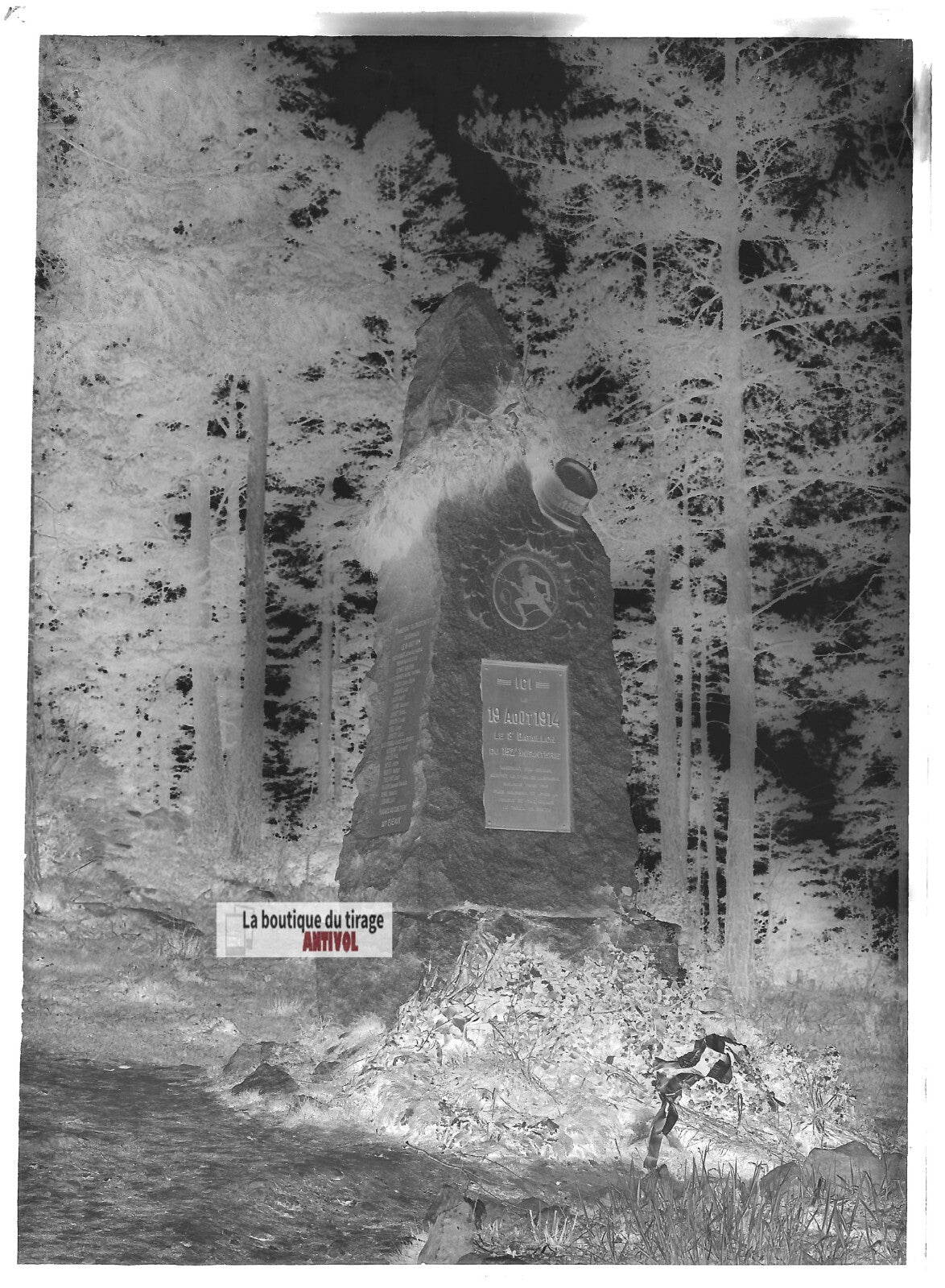 Plaque verre photo ancienne négatif noir et blanc 13x18 cm Trois Epis Croix Wihr