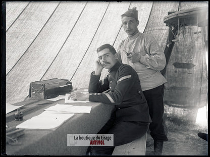 Bois-l’Évêque, 1913, soldats, plaque verre, photo ancienne, négatif 9x12 cm