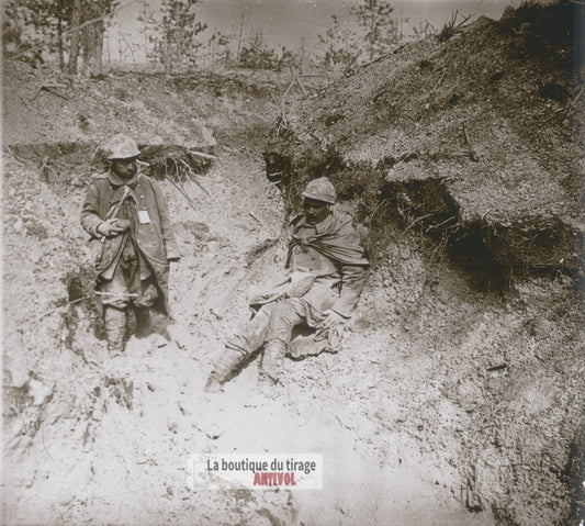 Verdun 1916, blessés, guerre WW1, plaque verre photo ancienne stéréo 6x13 cm