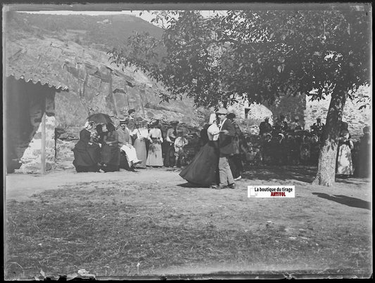 Banyuls-sur-Mer, personnages, Plaque verre photo, négatif noir & blanc 9x12 cm