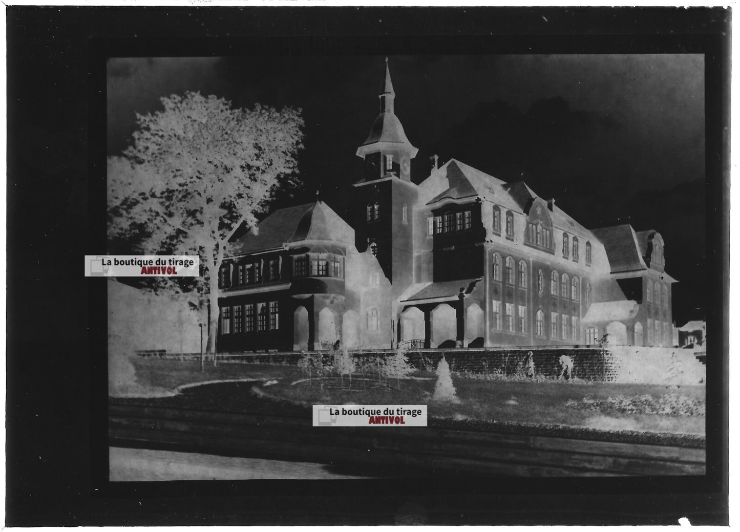 Plaque verre photo ancienne négatif noir et blanc 13x18 cm Remich Luxembourg