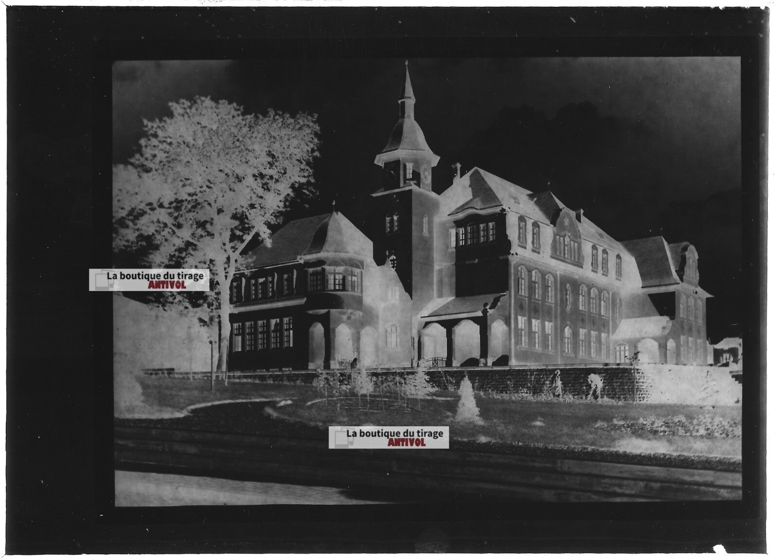 Plaque verre photo ancienne négatif noir et blanc 13x18 cm Remich Luxembourg