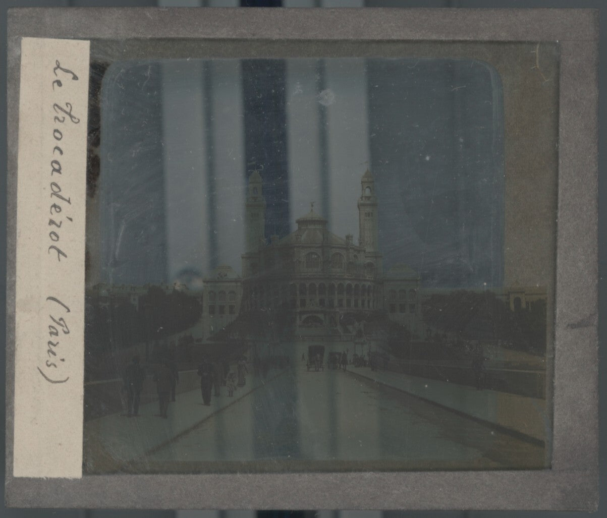 Palais du Trocadéro, Paris, photo plaque verre, sépia, positif 8,5x10 cm