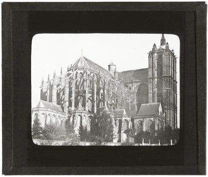 Cathédrale Saint Julien-Le Mans, photo plaque de verre, positif 8,5x10 cm