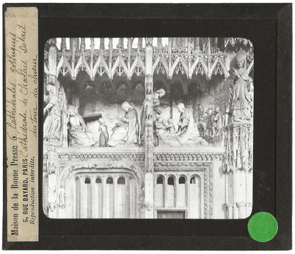 Chartres, tour du Choeur, photo ancienne plaque verre, positif 8,5x10 cm