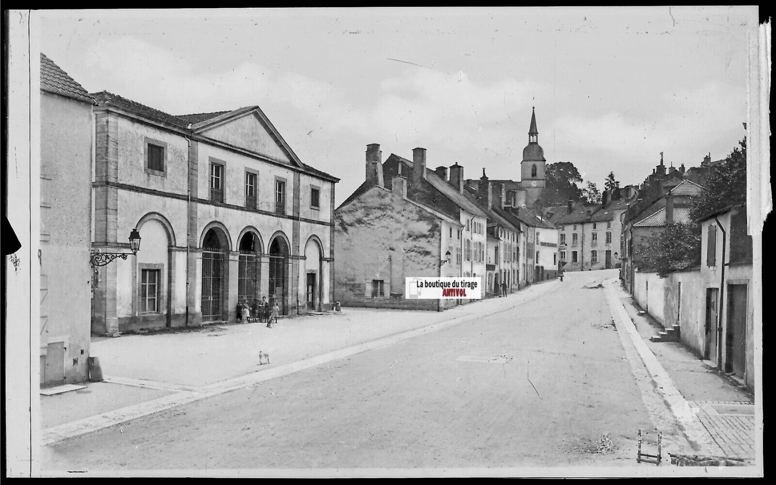 Plaque verre photo, négatif noir & blanc 9x14 cm Neufchâteau, rue Sainte-Marie