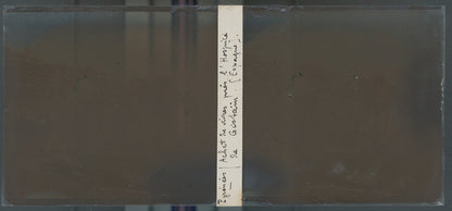Hospice de Gistain, plaque verre, photo ancienne stéréo, sépia 6x13 cm
