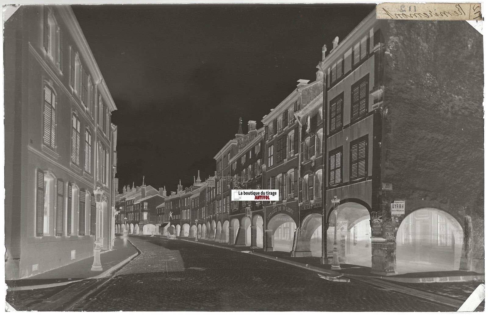Remiremont, Grande Rue, Plaque verre photo, négatif noir & blanc 13x21 cm