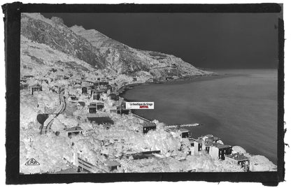 Plaque verre photo, négatif noir & blanc 9x14 cm, Menton Garavan, carte postale