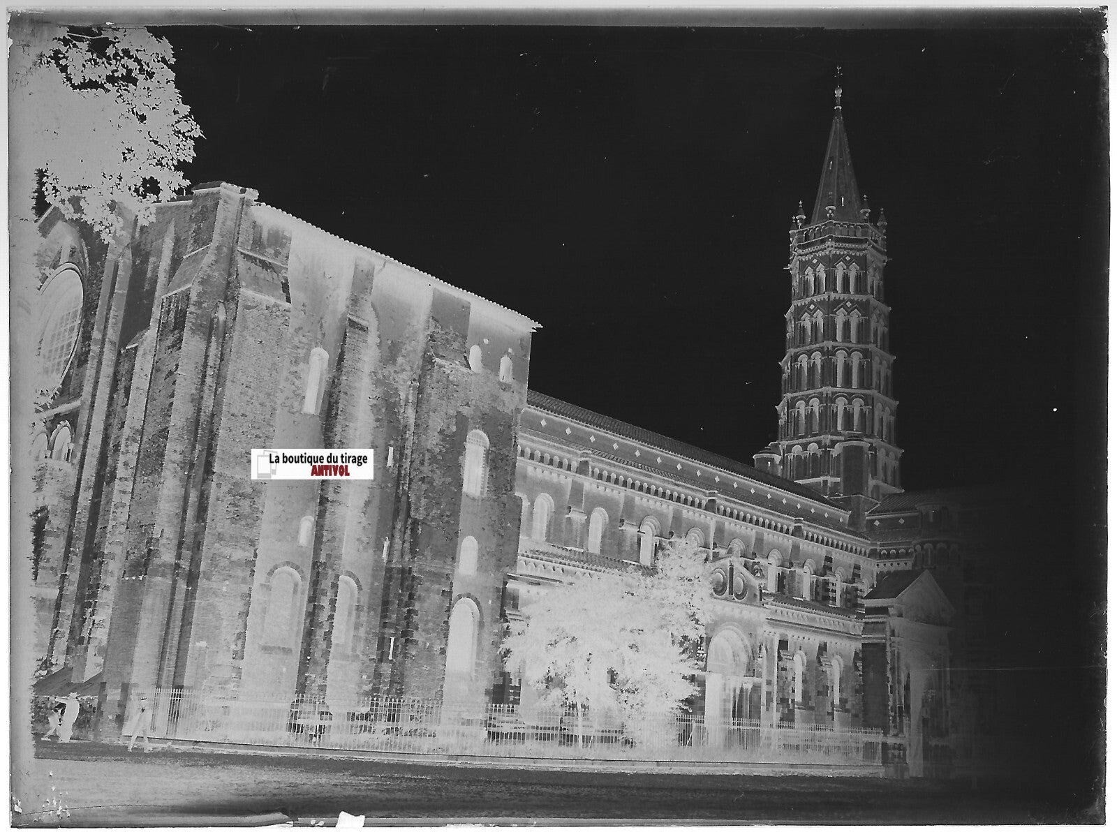 Toulouse, Saint-Sernin, Plaque verre photo, négatif noir & blanc 9x12 cm