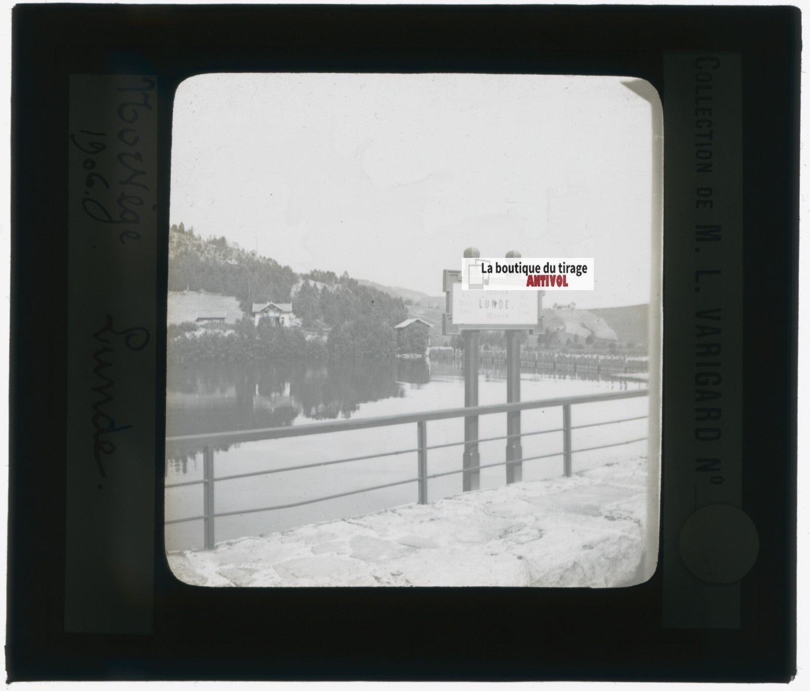 Lunde, Norvège, 1906, photo plaque verre, noir & blanc, positif 8,5x10 cm
