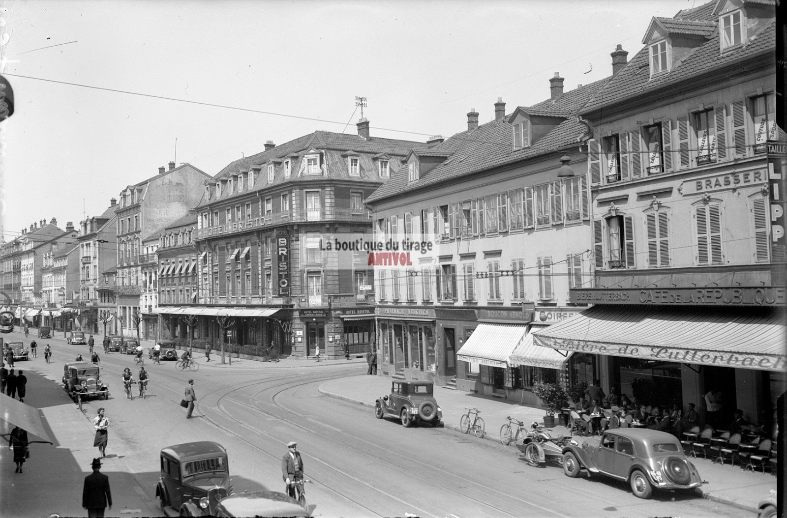 Mulhouse, voiture, tramway, photos plaque de verre, lot de 5 négatifs 10x15 cm
