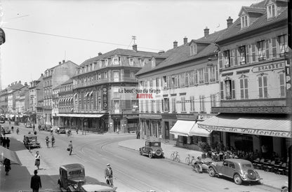 Mulhouse, voiture, tramway, photos plaque de verre, lot de 5 négatifs 10x15 cm