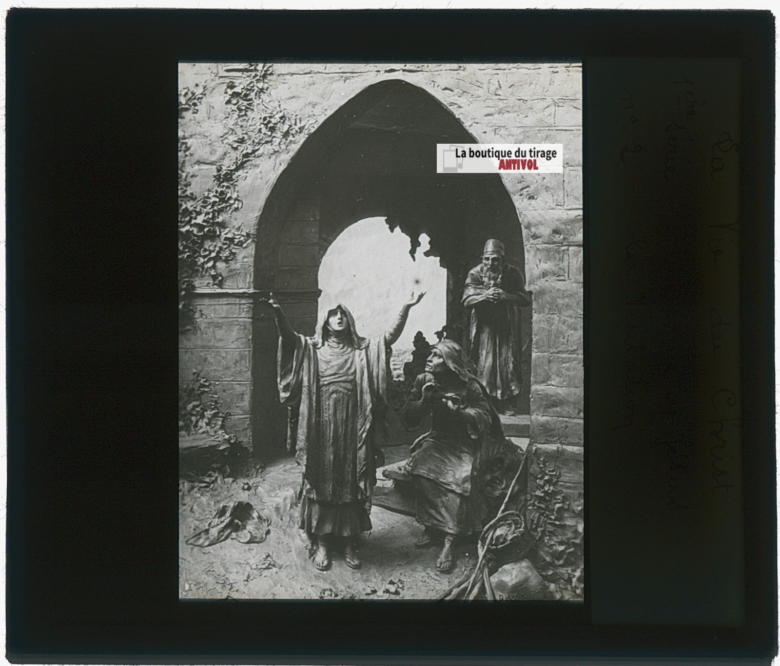 Naissance de Jésus, photo plaque verre, noir & blanc, positif 8,5x10 cm